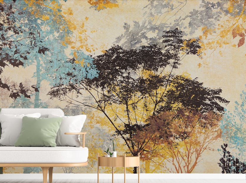 Peel and Stick Colorful Abstract Tree Canvas Touch Wallpaper Mural