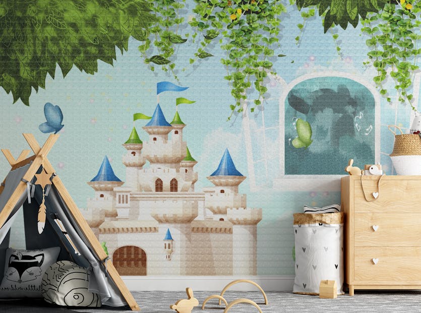 Peel and Stick Princess Castle Kids Room Wallpaper Mural