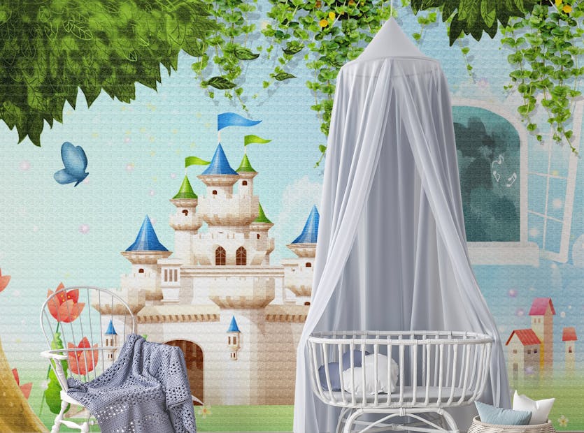 Removable Princess Castle Kids Room Wallpaper Mural