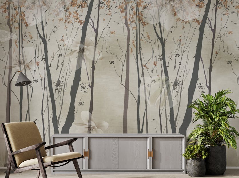 Peel and Stick Serene Beige Woods Wallpaper Mural