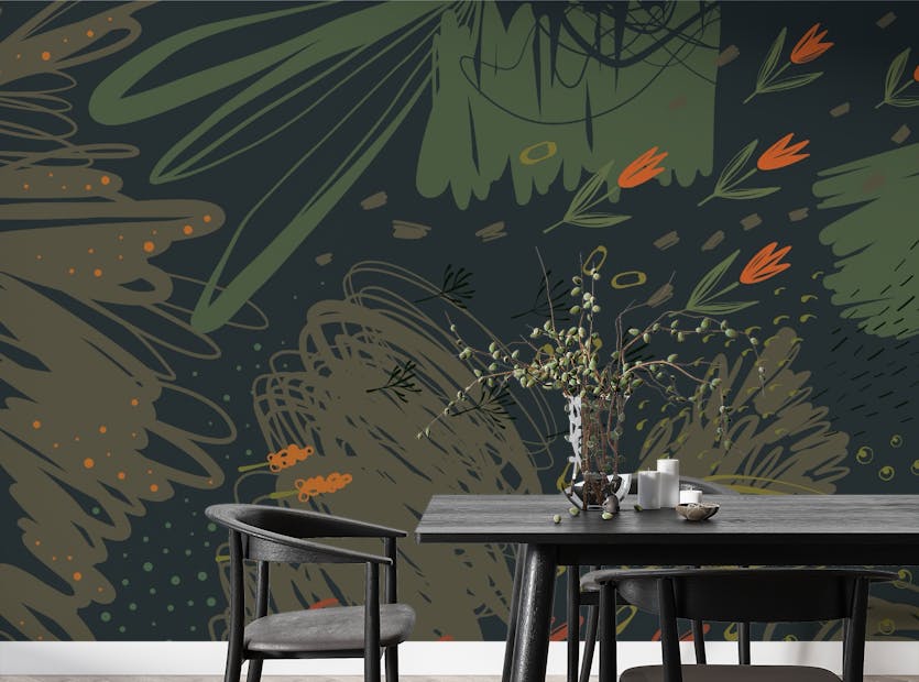 Peel and Stick Green Abstract Creative Shapes Wallpaper Mural