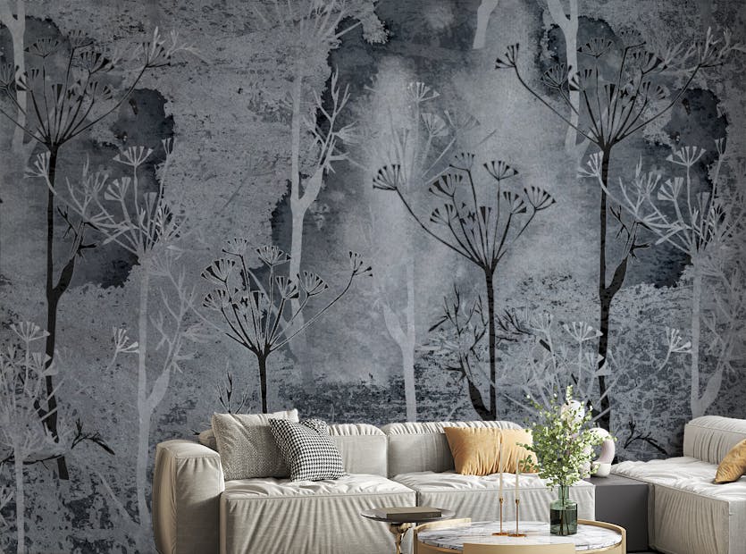 Peel and Stick Peel and Stick Grey Color Abstract Trees Wallpaper Murals