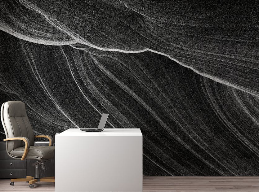 Peel and Stick Black and White Wavy Marble Wallpaper Murals