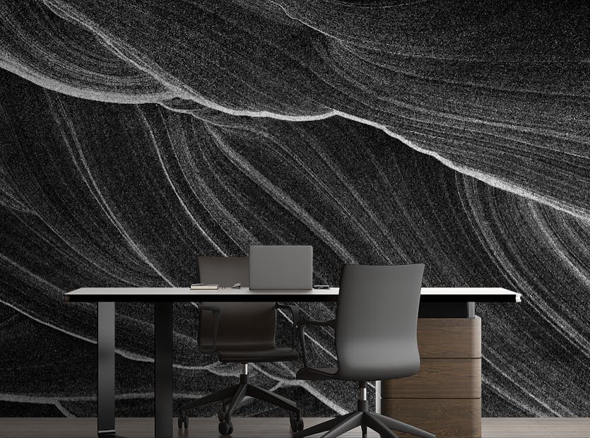 Removable Black and White Wavy Marble Wallpaper Murals