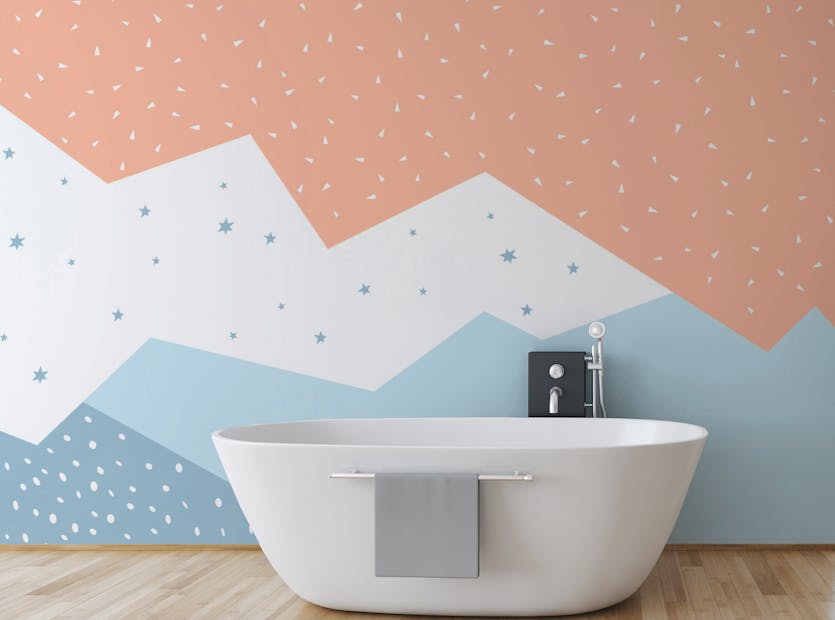 Peel and Stick Colorful Geometric Mountain Wallpaper Murals