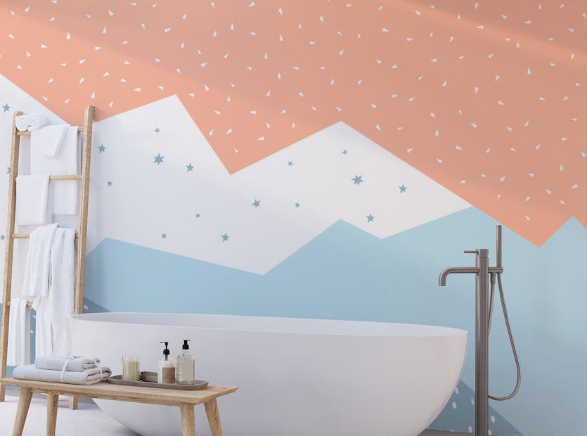 Removable Colorful Geometric Mountain Wallpaper Murals