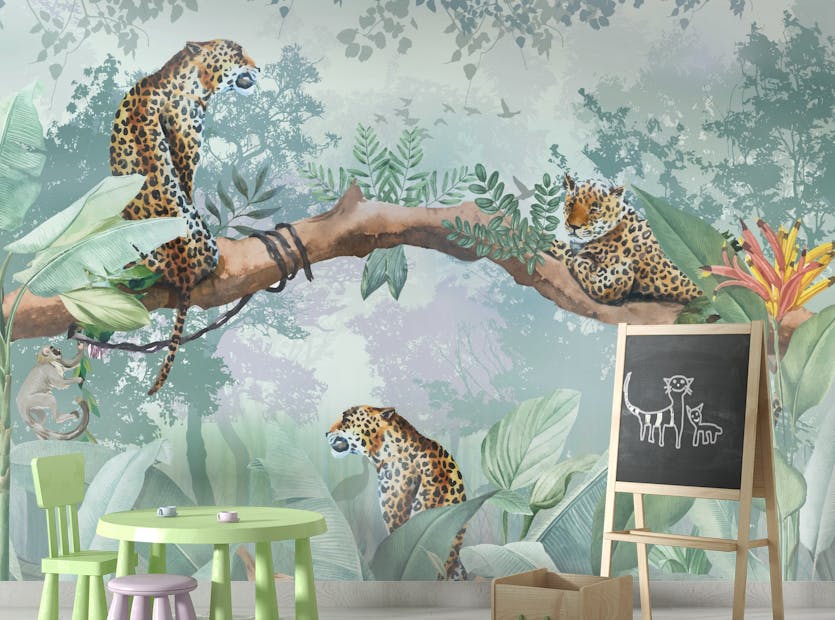Removable Leopard on the Trees Wallpaper Mural