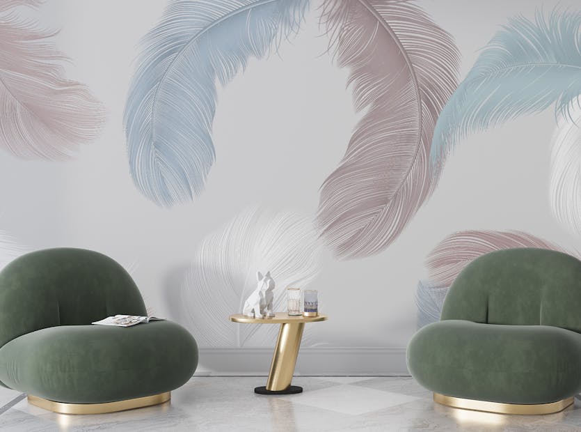 Peel and Stick Designer Colorful Feather Wallpaper Murals