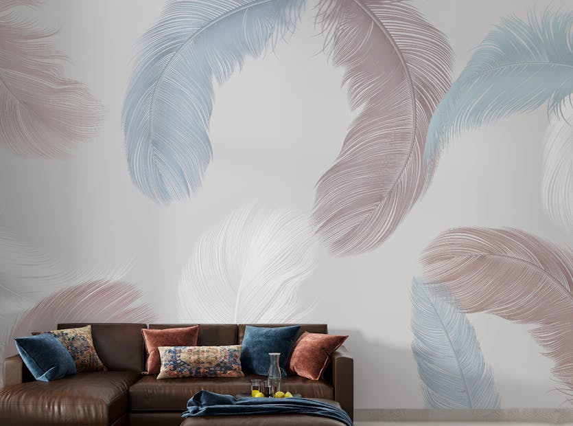 Removable Designer Colorful Feather Wallpaper Murals