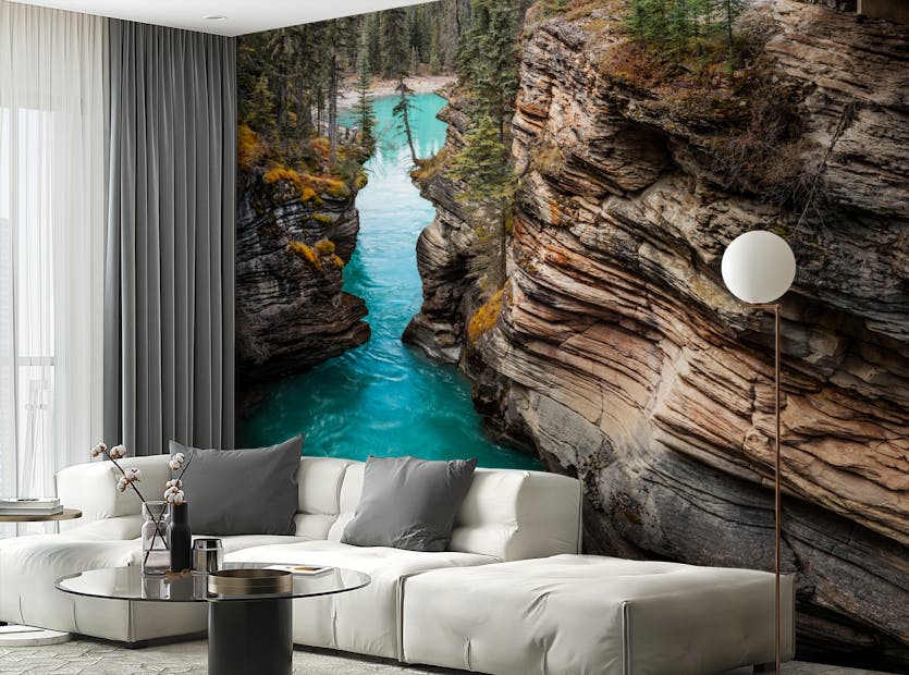 Removable Waterflow in Athabasca Falls wallpaper Mural