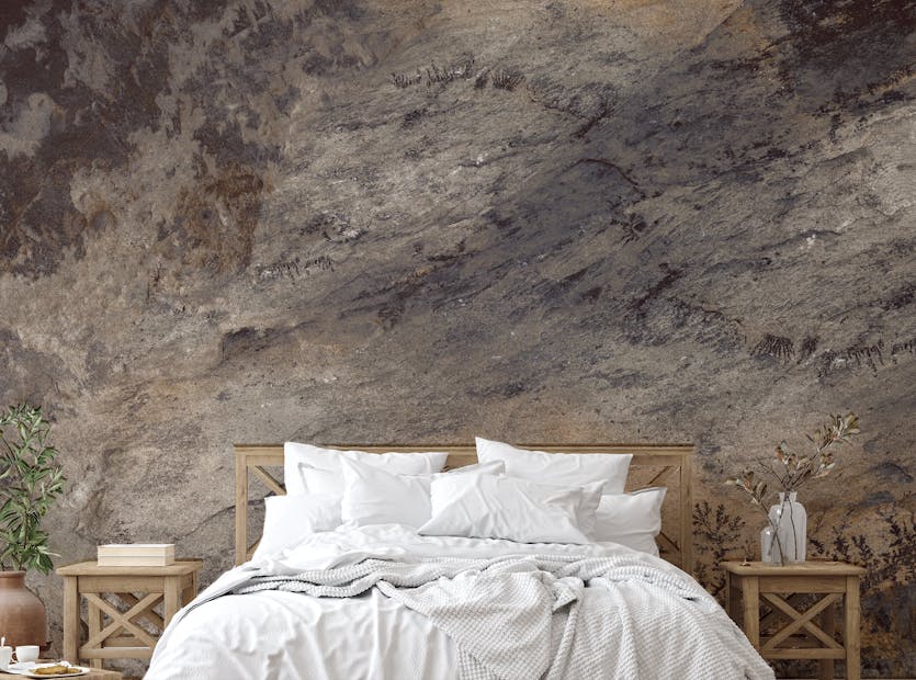 Peel and Stick Brown Matured Stone Textured Wallpaper Mural
