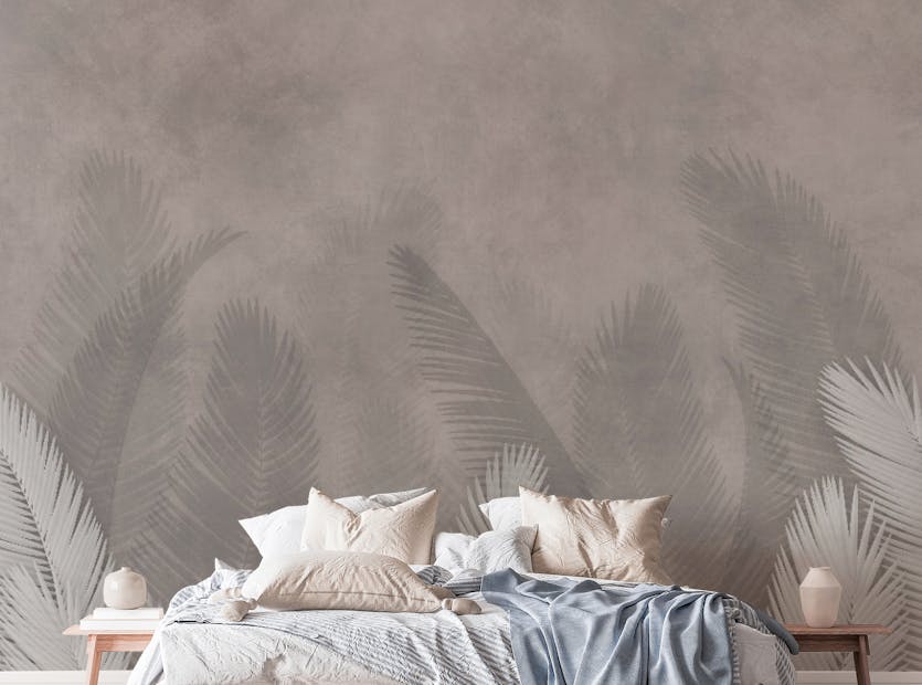 Peel and Stick Palm Leaves Grey Color Wallpaper Wall Murals