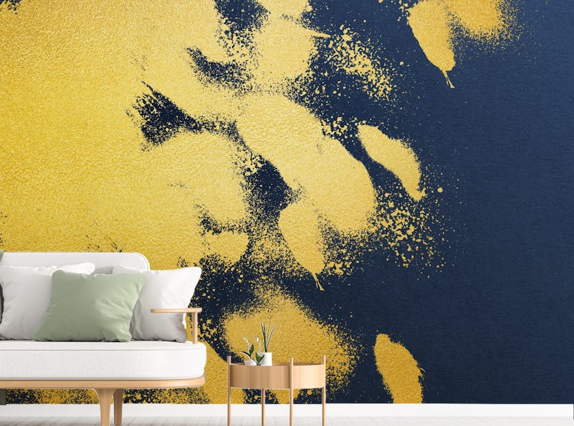 Peel and Stick Golden Color Brush Strokes Wallpaper Mural