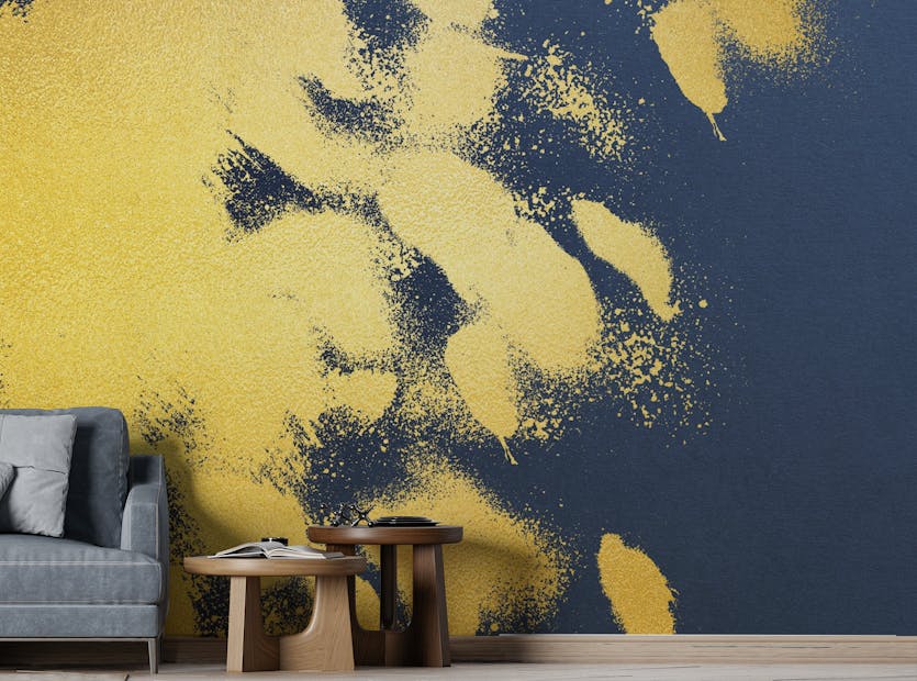 Removable Golden Color Brush Strokes Wallpaper Mural