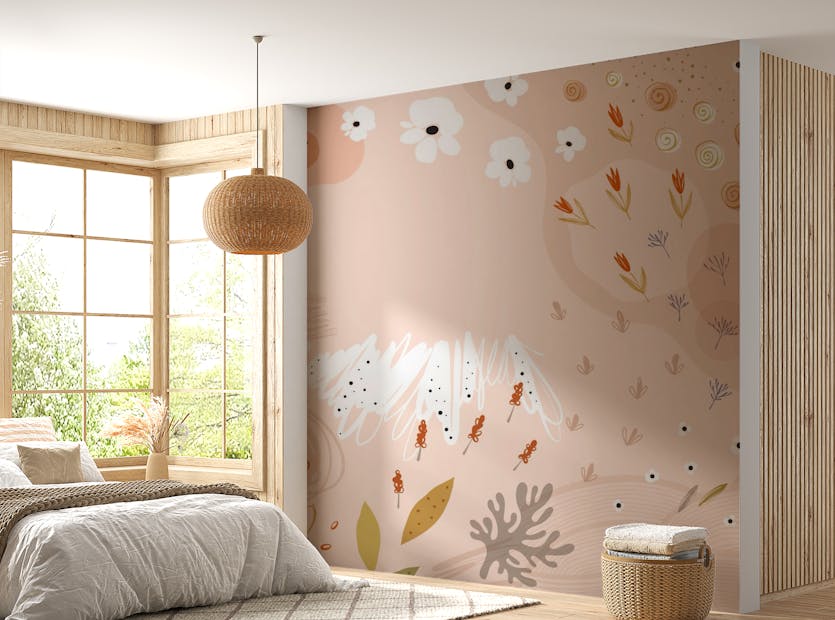 Peel and Stick Trendy Abstract Floral Art Wallpaper Mural