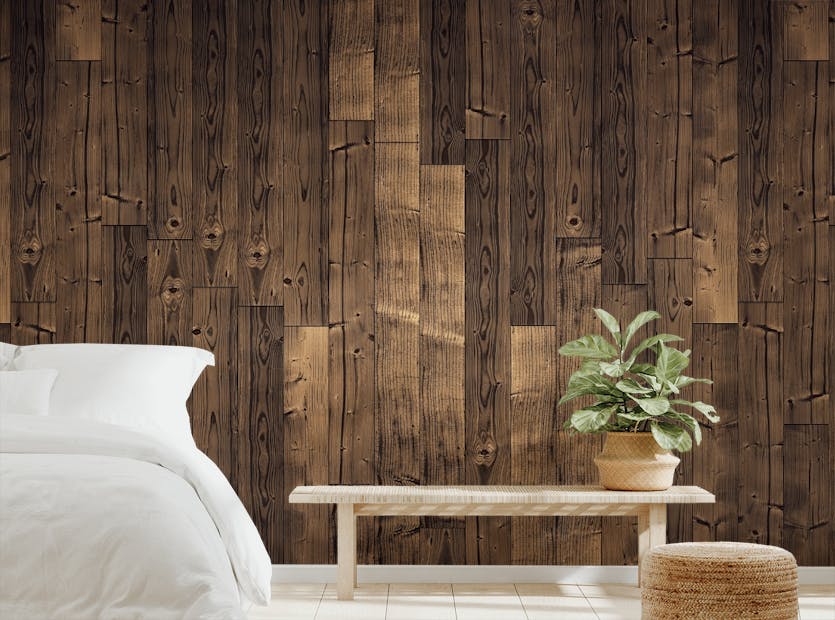 Peel and Stick Elegant Solid Dark Brown Oak Wood Wallpaper