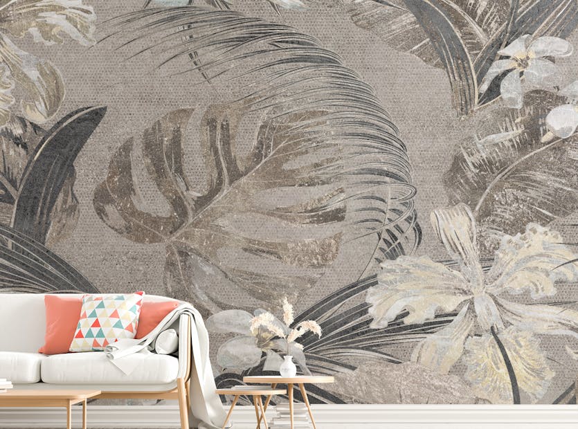 Peel and Stick Flower and leaves Wallpaper Mural