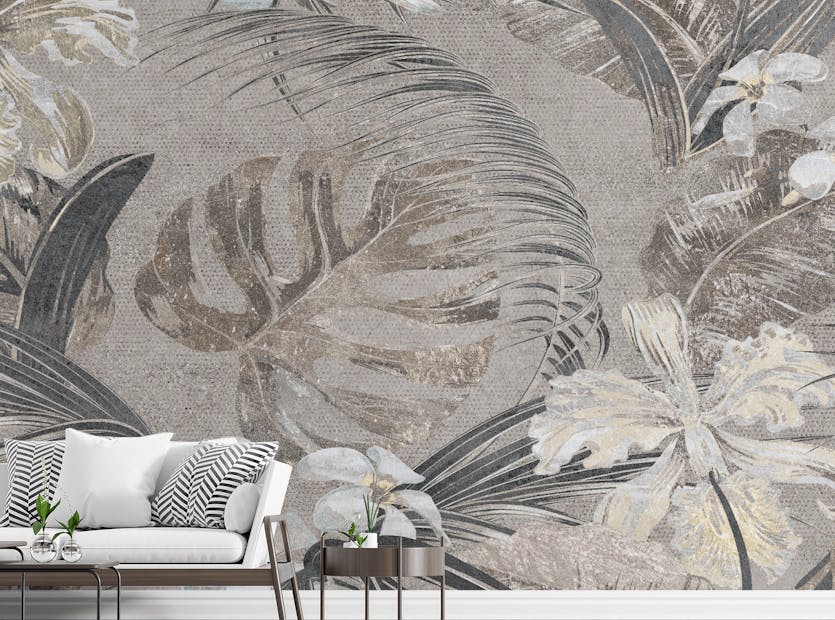 Removable Flower and leaves Wallpaper Mural