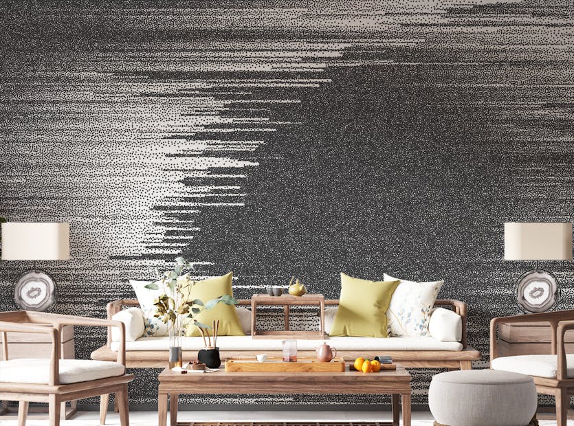 Peel and Stick Black and White Glitch Abstract Art Wall Mural
