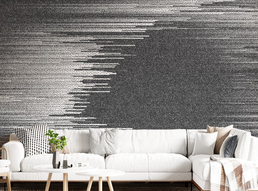 Removable Black and White Glitch Abstract Art Wall Mural