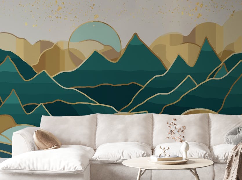 Peel and Stick Golden Green Handmade Mount 3D Wallpaper Mural