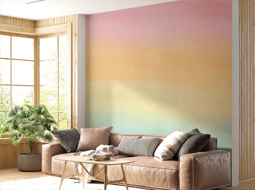 Removable Pink & Blue Ombre Watercolor Wall Mural
