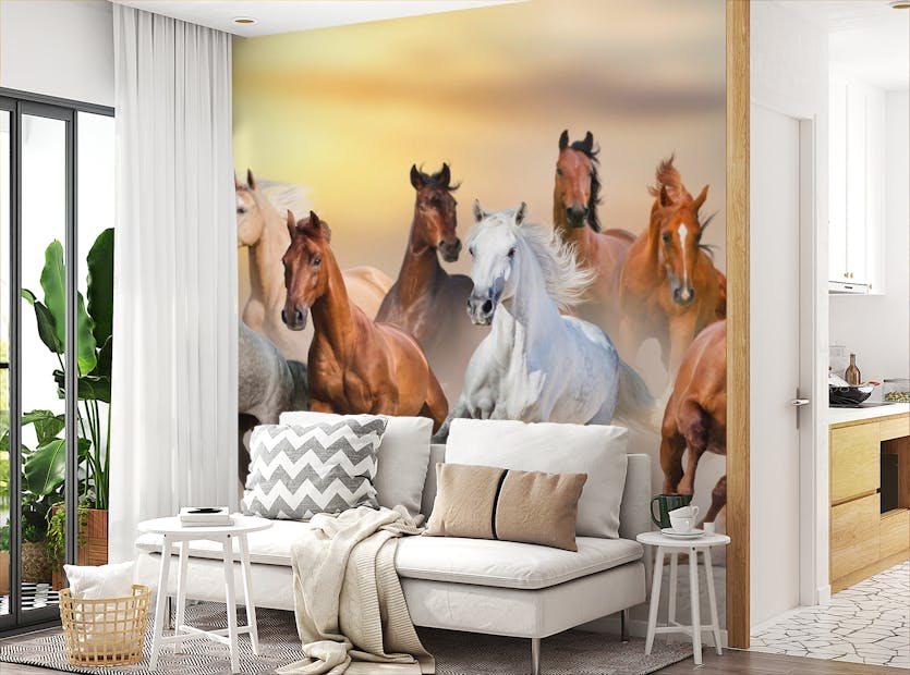 Removable Running Horses Wallpaper Mural