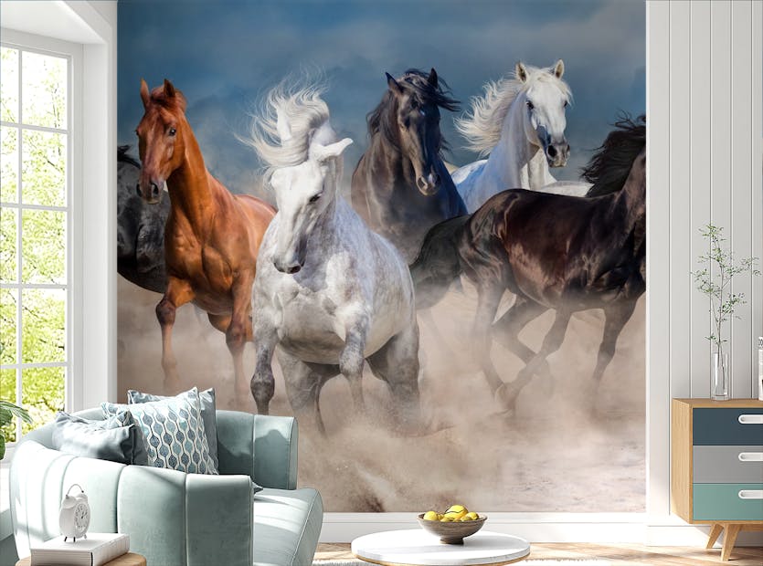 Peel and Stick Stormy Running Horse Desert Wallpaper Mural