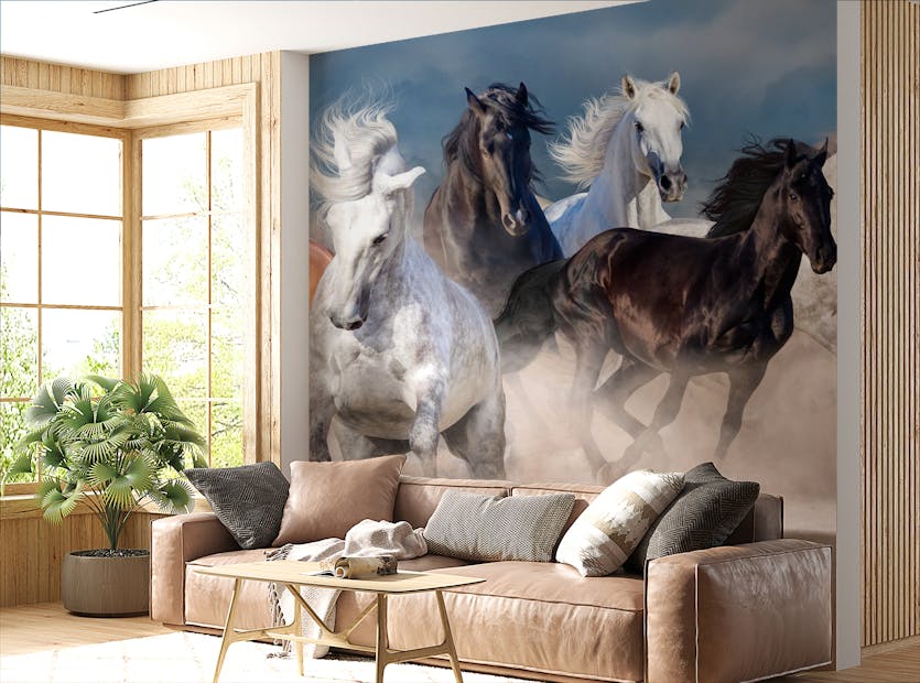 Removable Stormy Running Horse Desert Wallpaper Mural
