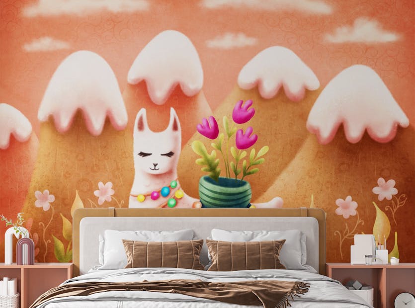 Removable Wander Lama Dusty Mountains Wallpaper Mural