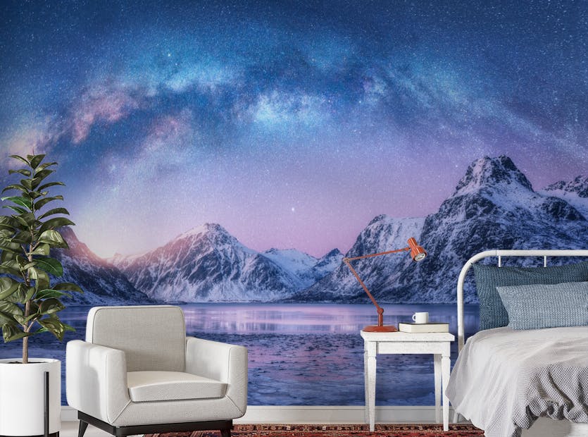 Peel and Stick Snowy Mountain Landscape Wall Murals