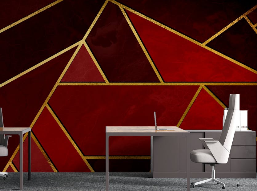 Removable Red and Black Abstract Mosaic Wallpaper Murals