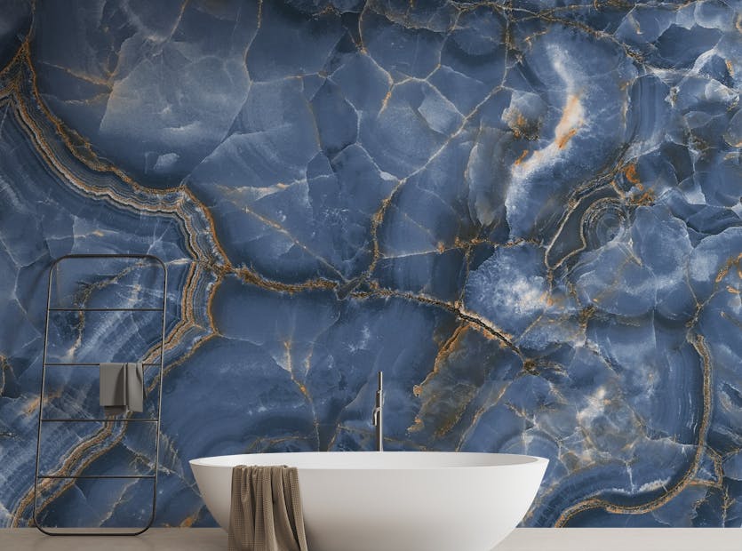 Removable White & Blue Onyx Marble Wallpaper Mural