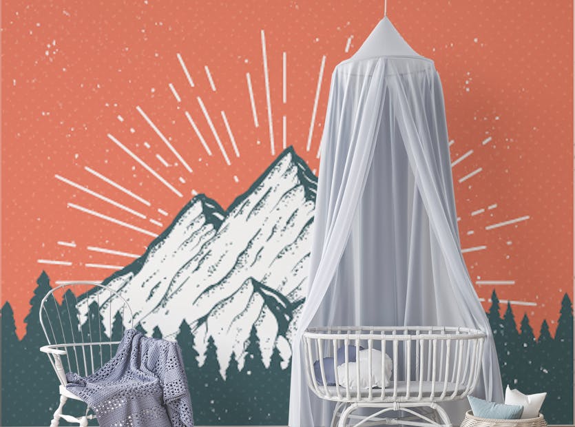 Removable Snow Peak Mountain Children Wallpaper Mural