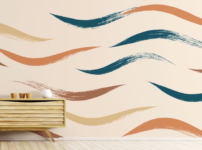 Peel and Stick Wavy Pattern Beige Wallpaper Mural