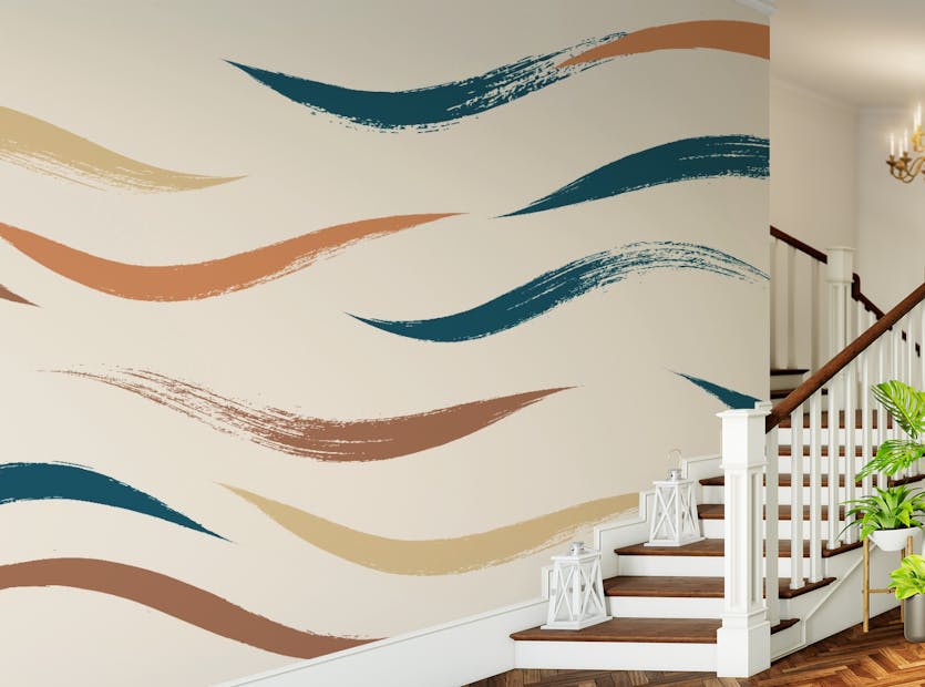 Removable Wavy Pattern Beige Wallpaper Mural