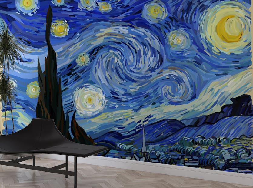 Removable Starry Night Van Gogh Design Wallpaper Mural
