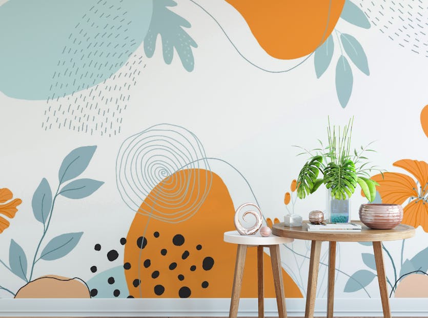 Peel and Stick Abstract Colorful Floral Wallpaper Mural