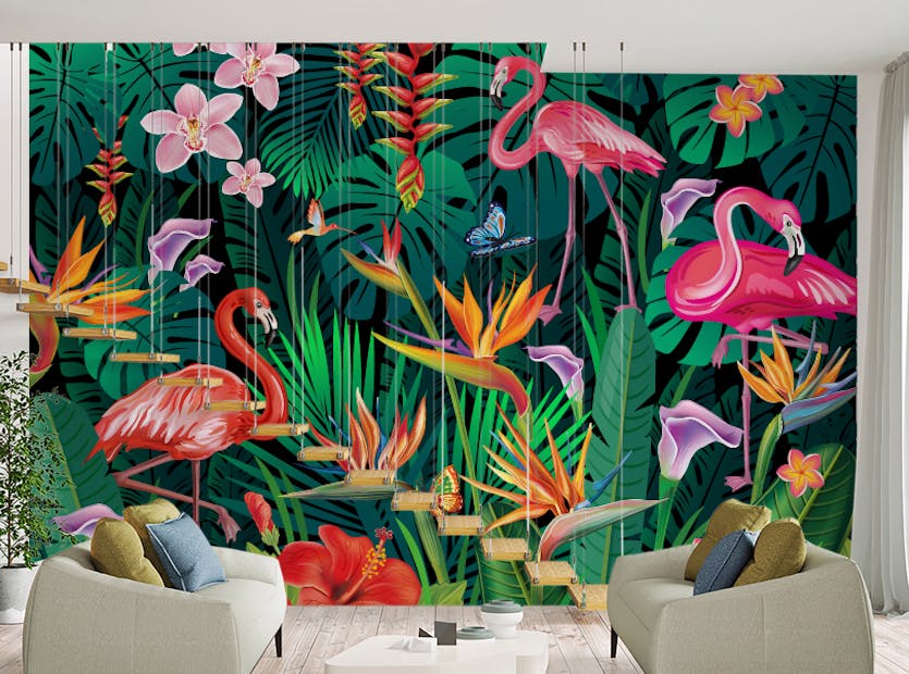 Removable Fancy Flamingos Wallpaper Mural