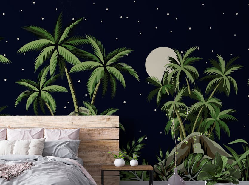 Removable Tropical Night Sky Wallpaper Mural