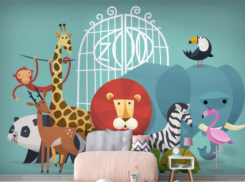 Peel and Stick Zoo Animals Wallpaper Mural