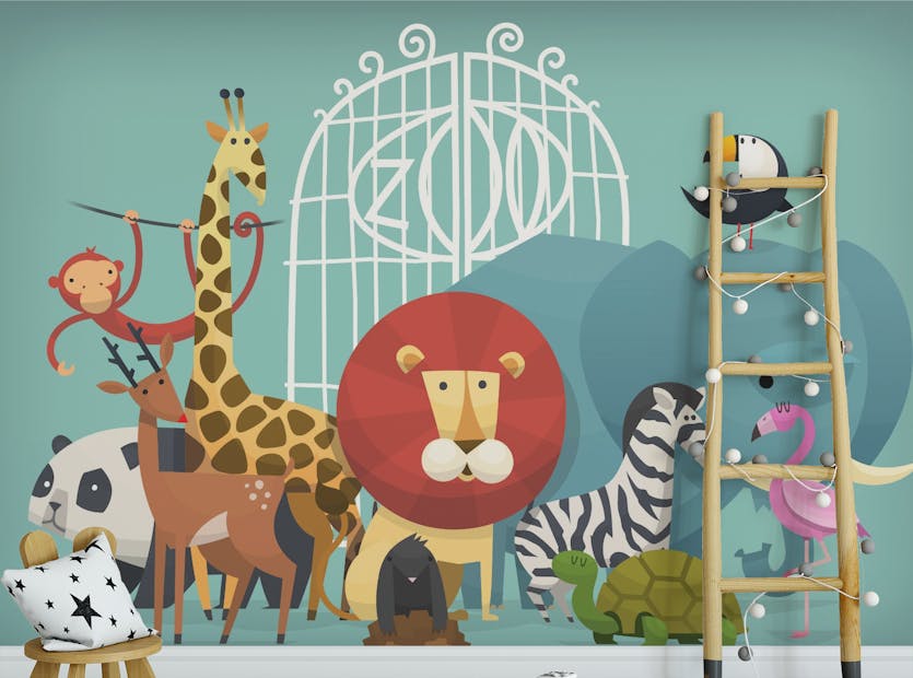 Removable Zoo Animals Wallpaper Mural