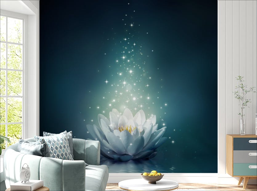 Peel and Stick White Water Lily Wallpaper Mural