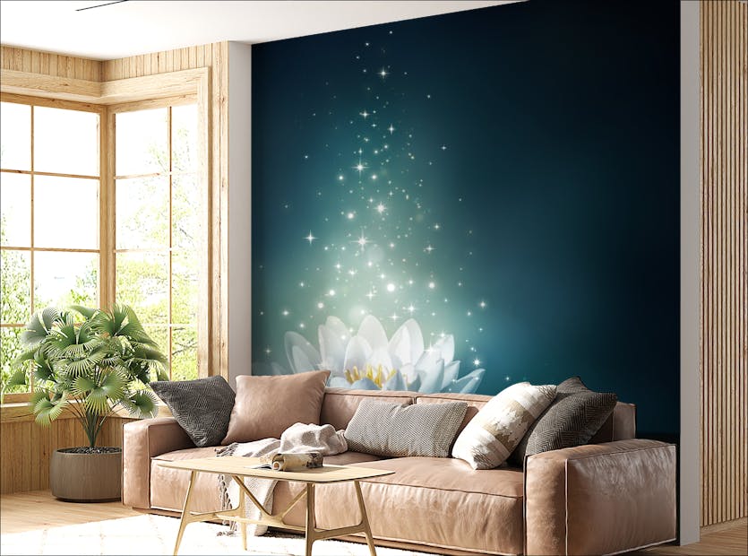 Removable White Water Lily Wallpaper Mural