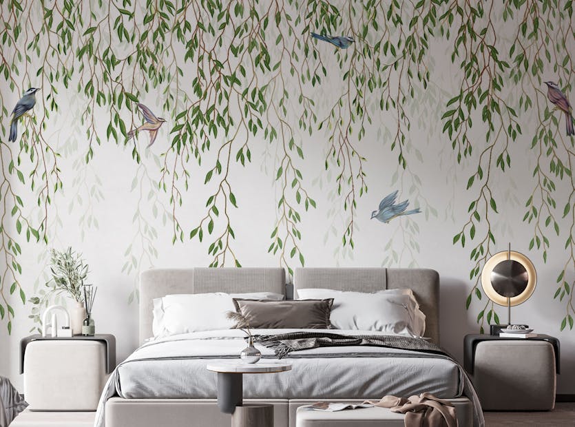 Removable Willow Branches & Birds Wallpaper Mural