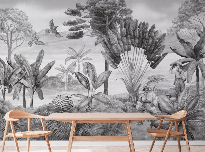 Removable Black and white scenery wallpaper mural