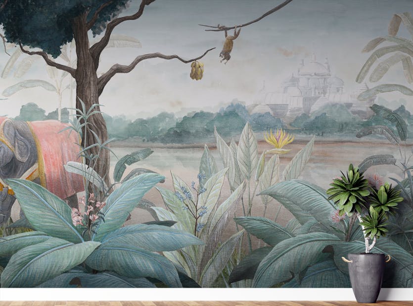 Peel and Stick Royal Elephant Watercolor Wallpaper Mural