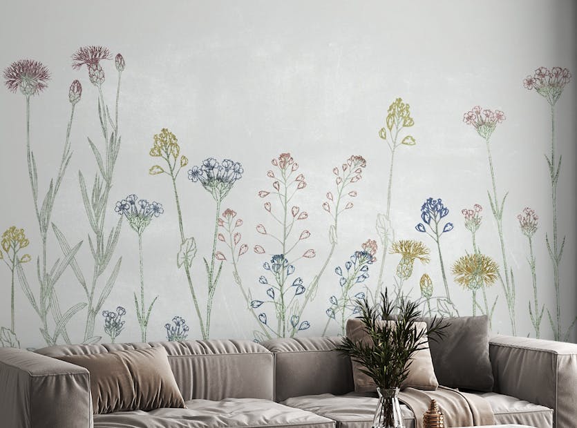 Peel and Stick Living Wall White Rustic Flower Wallpaper Mural