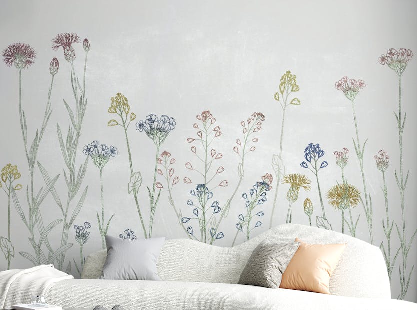 Removable Living Wall White Rustic Flower Wallpaper Mural