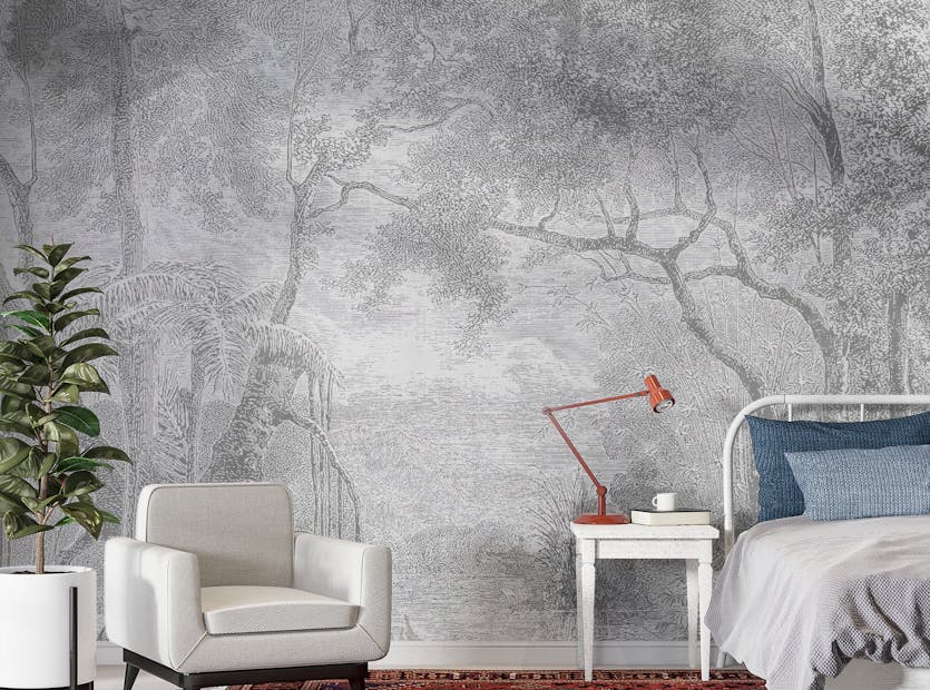 Peel and Stick Tranquil Forest Dreamscape Bedroom Wallpaper Mural